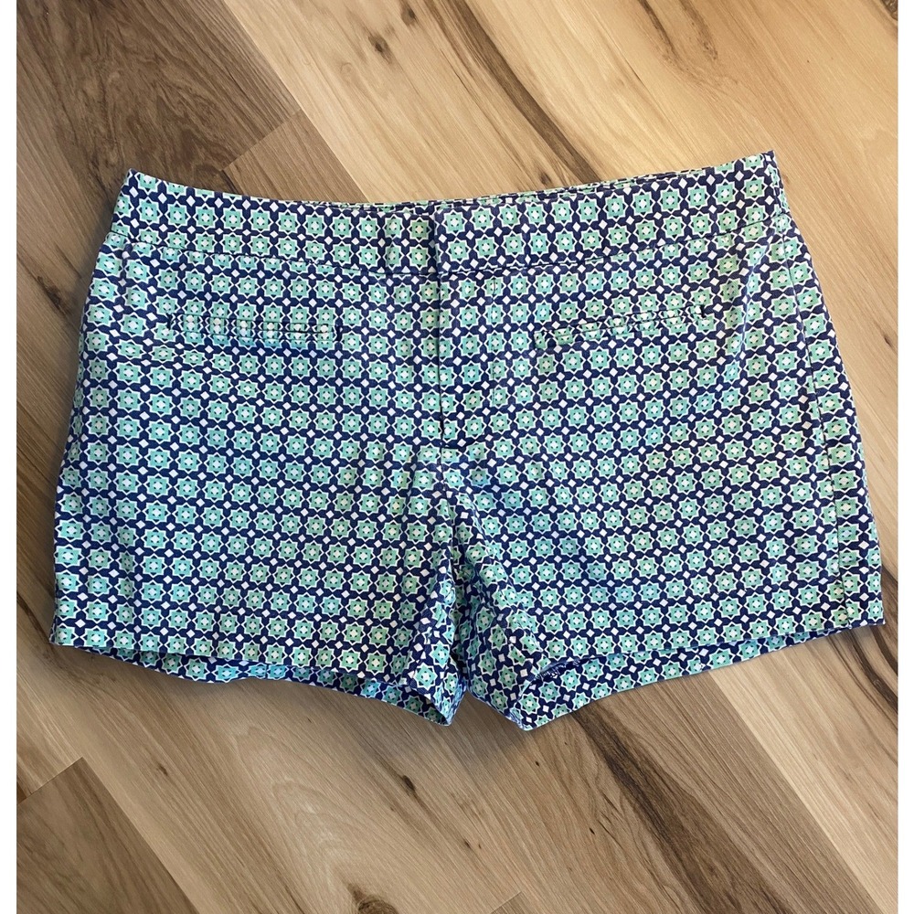 Gap Womens Stretch Geometric Tile Print Shorts Navy Blue Green Size 4